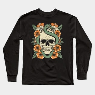 Traditional Skeleton Serpent Tattoo Long Sleeve T-Shirt